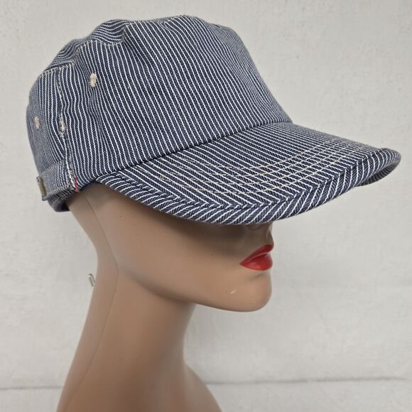 Basiquenti Blue White Striped Train Conductor Hat Lined Double Button TokyoJapan